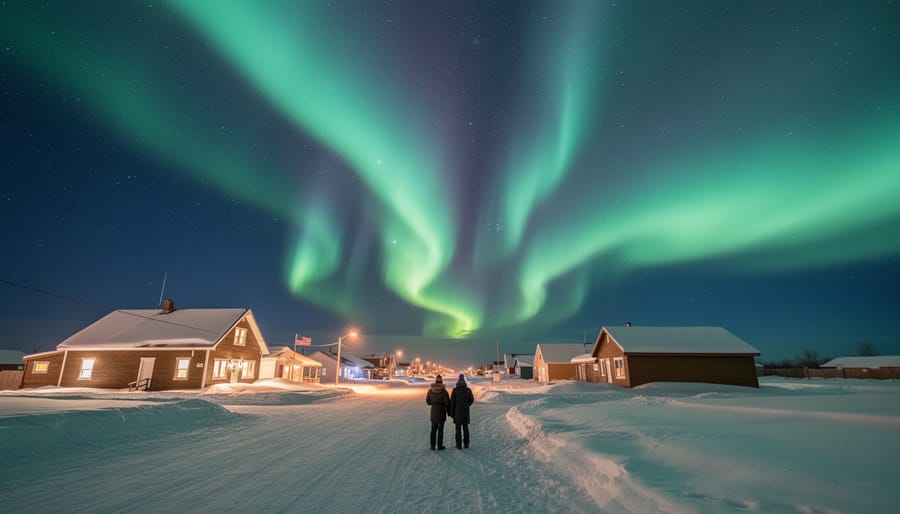 Aurora borealis northern lights display over Churchill Manitoba wilderness at night