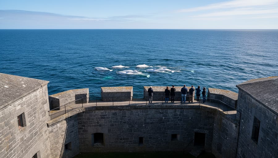 Beluga whale surfacing offshore near Prince of Wales Fort