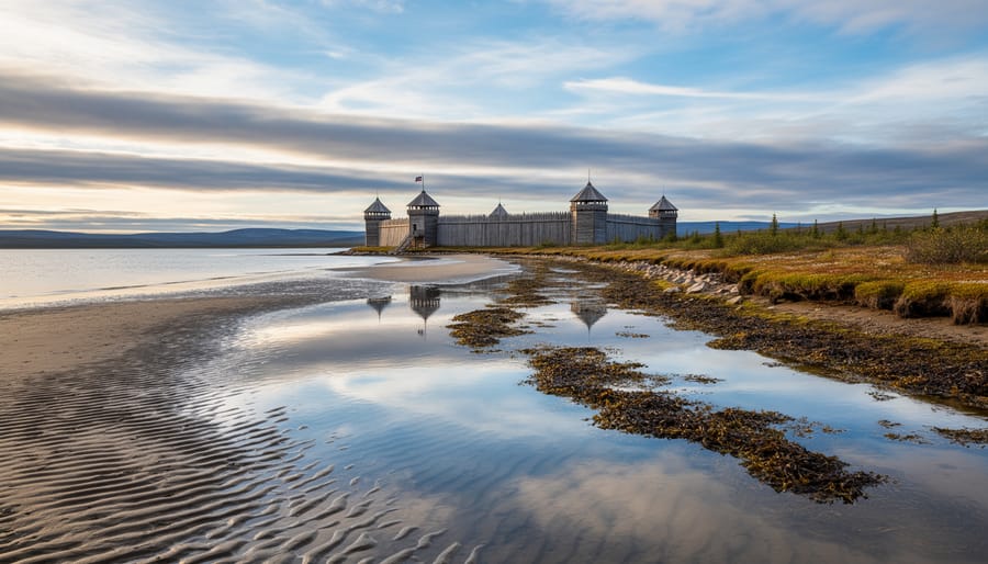 View of Hudson Bay shoreline and tidal flats near Prince of Wales Fort